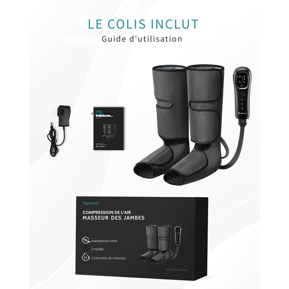 Bottes drainage lymphatique Nekteck – Bottes de massage à compression d’air pour jambes et mollets, circulation et relaxation