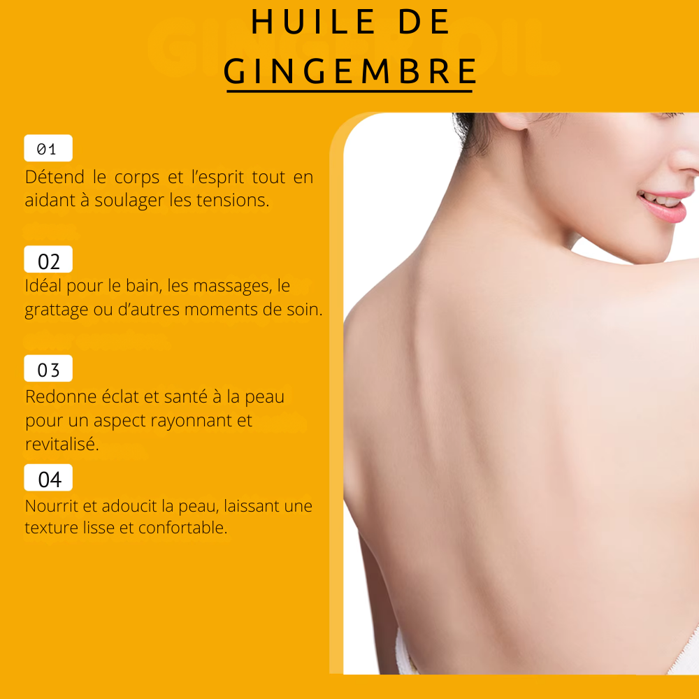 Huile de massage naturelle au gingembre – hydratante, nourrissante et relaxante 100 ml