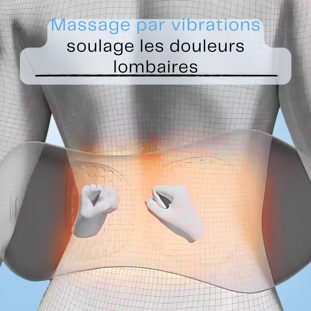 Coussin masseur dos 3-en-1 – vibration et chaleur pour soulagement lombaire et hernie