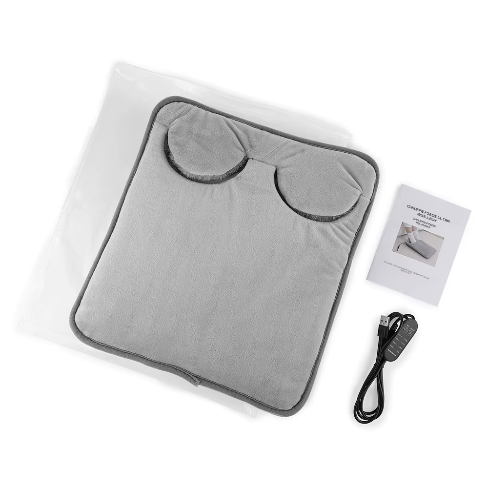 Coussin massant chauffant pieds – Tapis de massage électrique portable, 4 températures, 4 minuteries