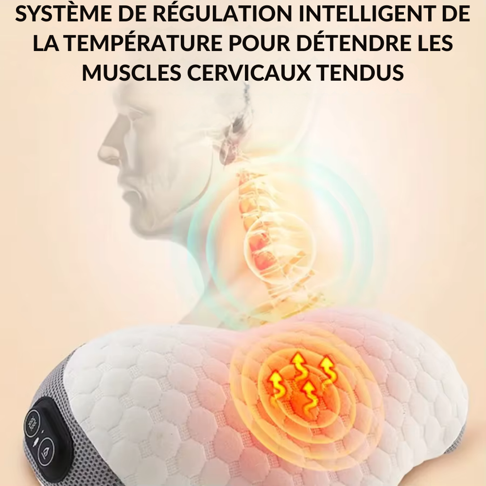 Coussin chauffant et massant – Oreiller USB pour cou et épaules, massage thermique et vibration