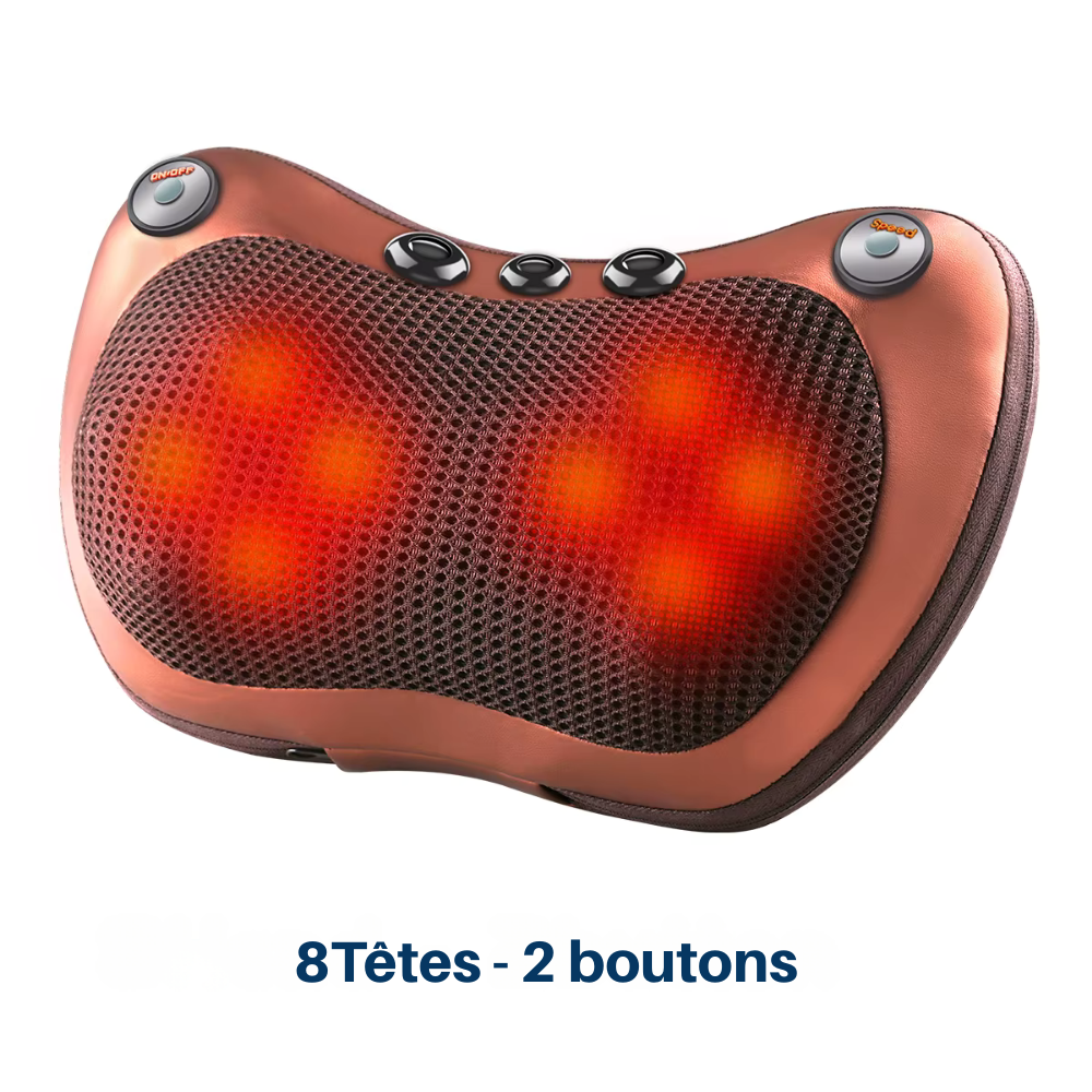 Coussin de massage shiatsu électrique – Massage tête, cou, épaules et dos, 3 vitesses