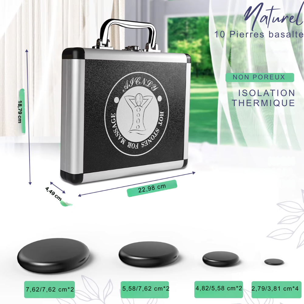 Kit massage pierre chaude – Set professionnel avec chauffe-pierres, relaxation pour cou et spa à domicile