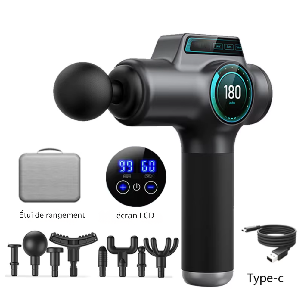 Pistolet massant professionnel 99 vitesses – Massage musculaire pour cou et dos, équipement de fitness et relaxation