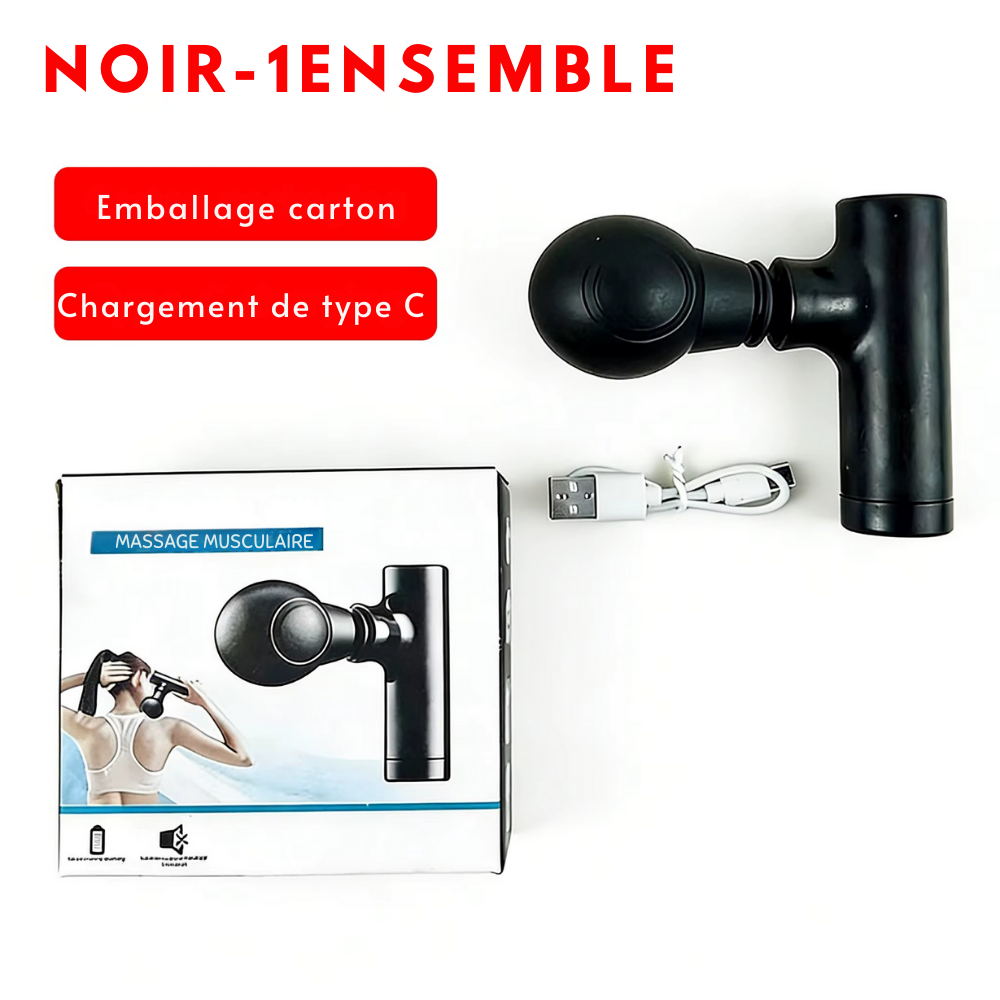 Pistolet de massage musculaire rechargeable – Massage profond à percussion, format compact pour dos, cou et corps