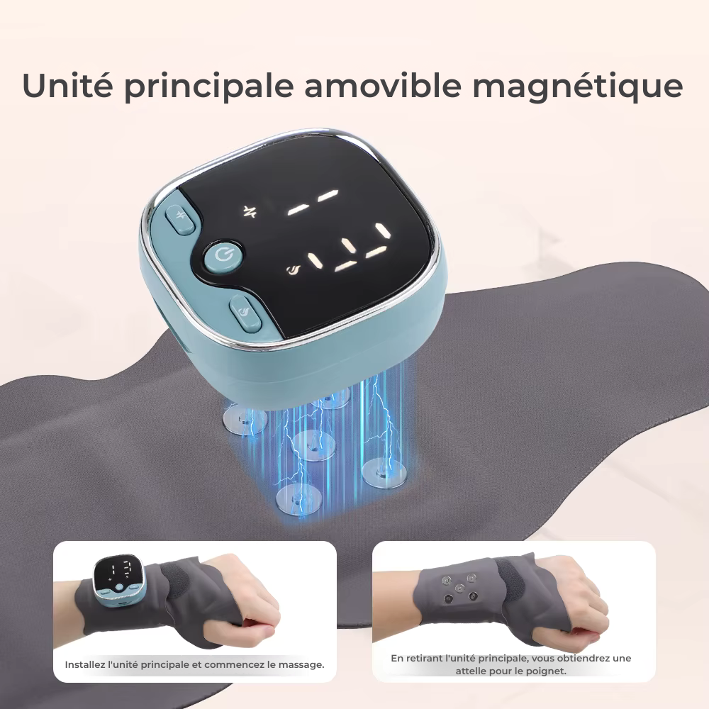Bracelet chauffant sans fil pour poignet – Soulagement du canal carpien et de la fatigue musculaire, EMS microcourant