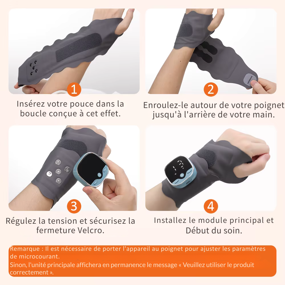Bracelet chauffant sans fil pour poignet – Soulagement du canal carpien et de la fatigue musculaire, EMS microcourant