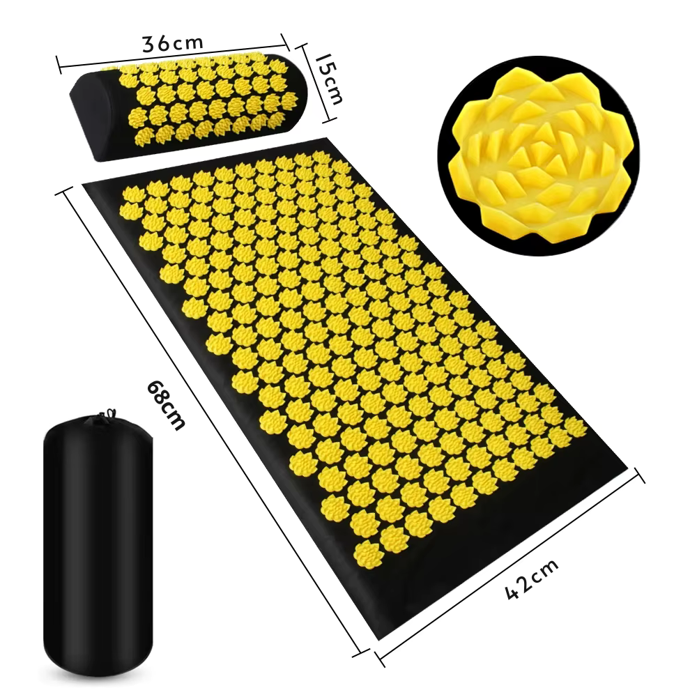 Tapis d’acupression avec coussin – Lot de 3, massage à picots, stimulation corporelle, relaxation musculaire et massage des pieds