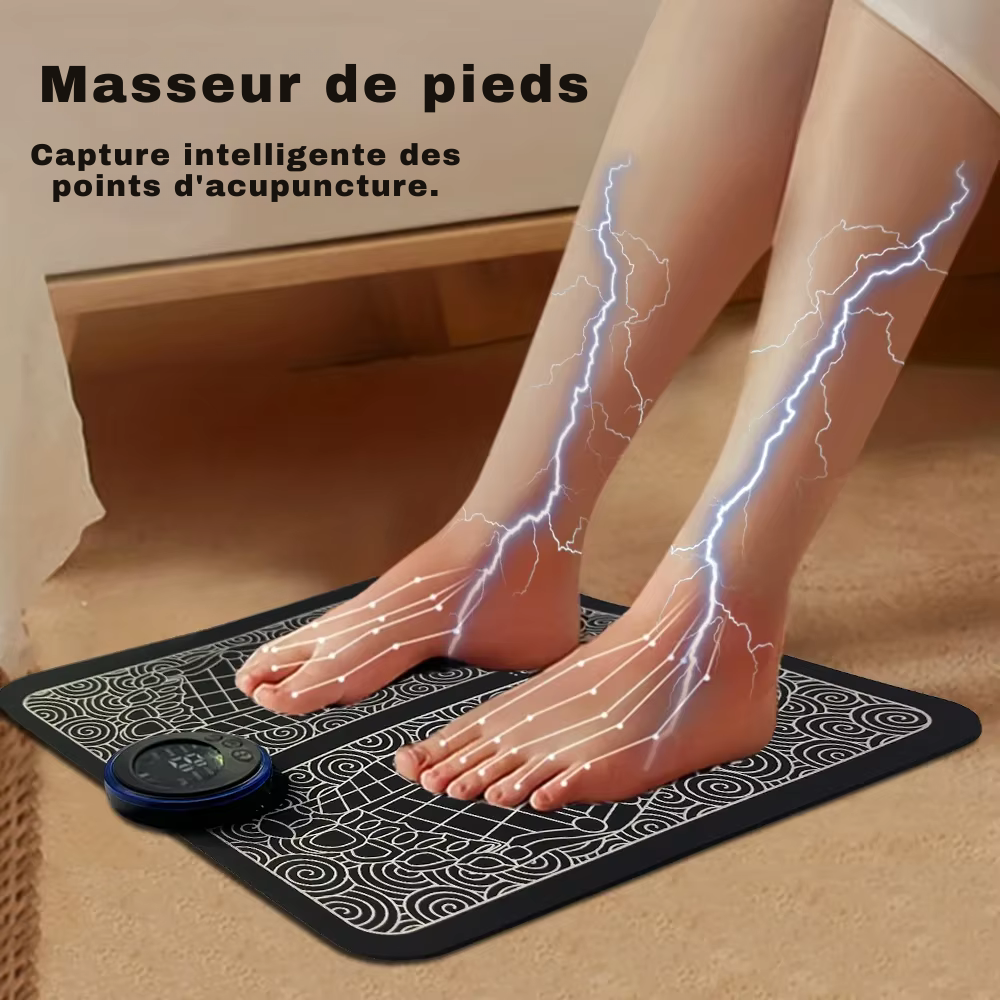 Tapis massage pieds électrique – Massage points d’acupression, circulation sanguine améliorée, 8 modes et 19 niveaux de relaxation