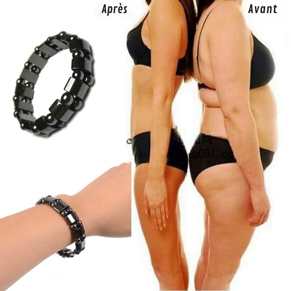 Bracelet d’acupression double Hématite – Soulagement douleurs arthrite, stimulation points d’acupression, bijou énergétique pour hommes et femmes