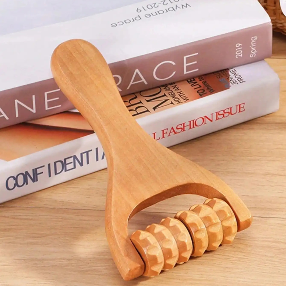 Rouleau de Massage en Bois – Thérapie Corps, Visage, Épaules et Cou – Outil Relaxation et Massage Manuel