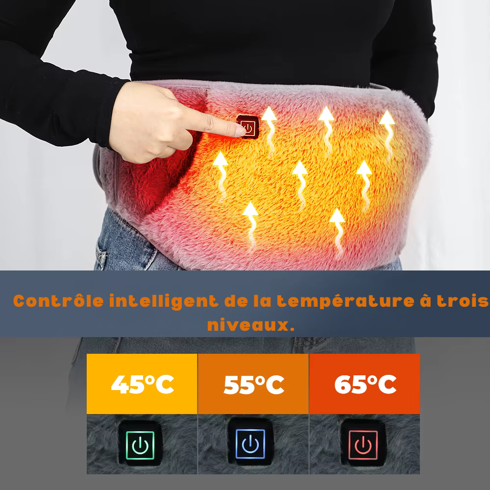 Ceinture chauffante – Ceinture électrique 3 niveaux en graphène, protège du froid, chauffe taille et abdomen, USB rechargeable