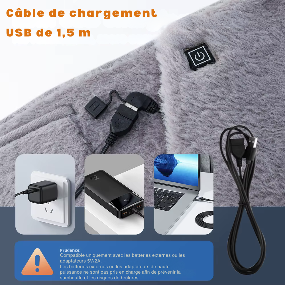 Ceinture chauffante – Ceinture électrique 3 niveaux en graphène, protège du froid, chauffe taille et abdomen, USB rechargeable