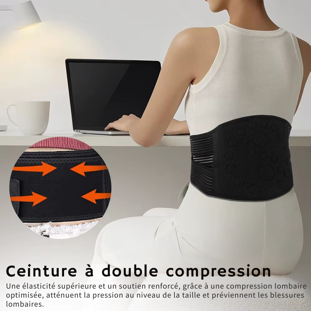 Ceinture pour le dos chauffante – Ceinture lombaire magnétique auto-chauffante pour soulager douleurs et sciatique