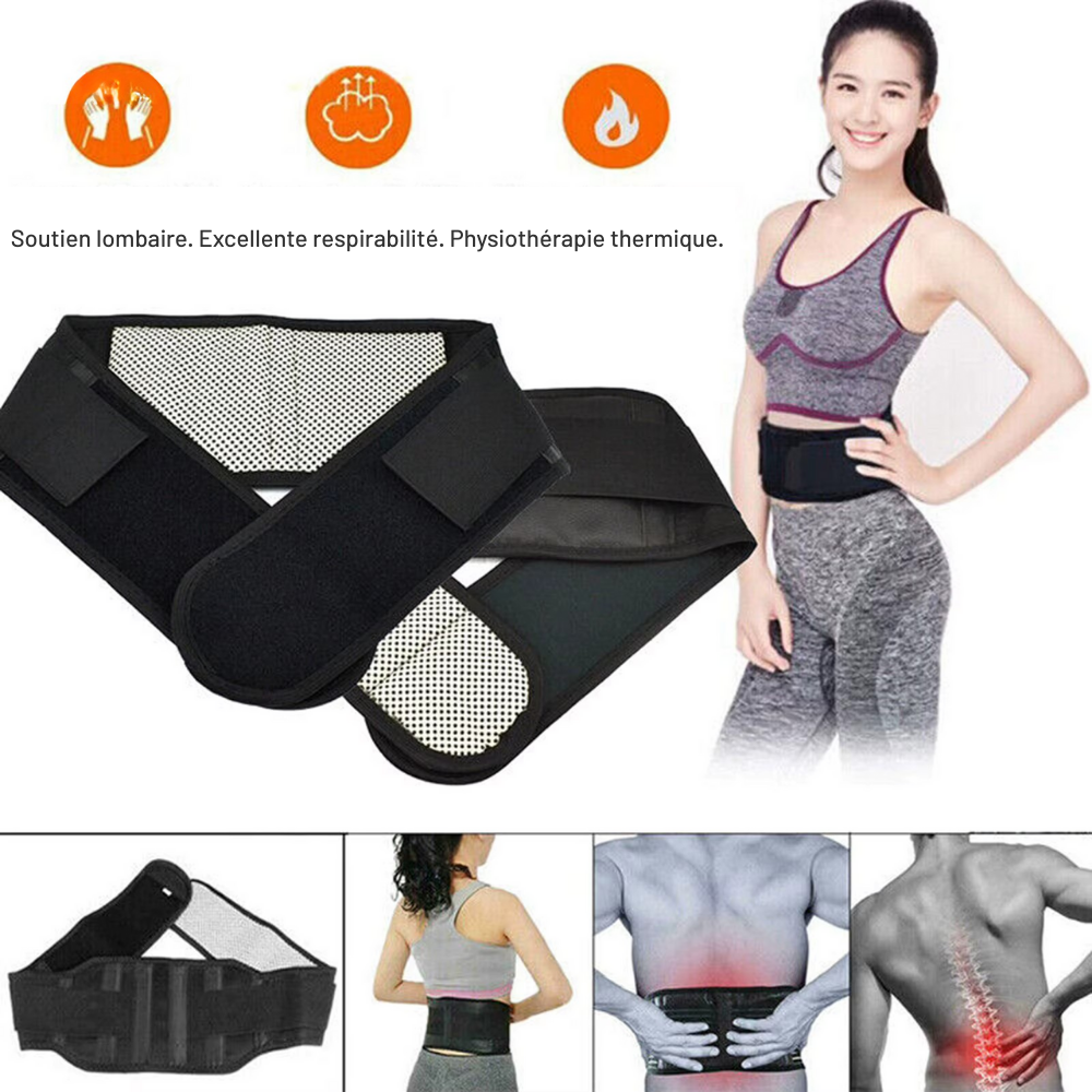 Ceinture chauffante lombaires – Ceinture auto-chauffante réglable pour soutien du bas du dos et correction de posture