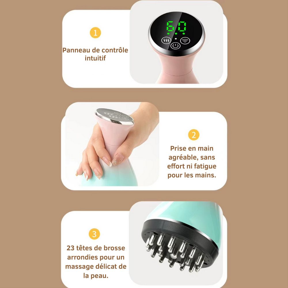 Appareil drainage lymphatique – Brosse méridienne intelligente Gua Sha pour cou, dos et épaules, massage profond et sculptant