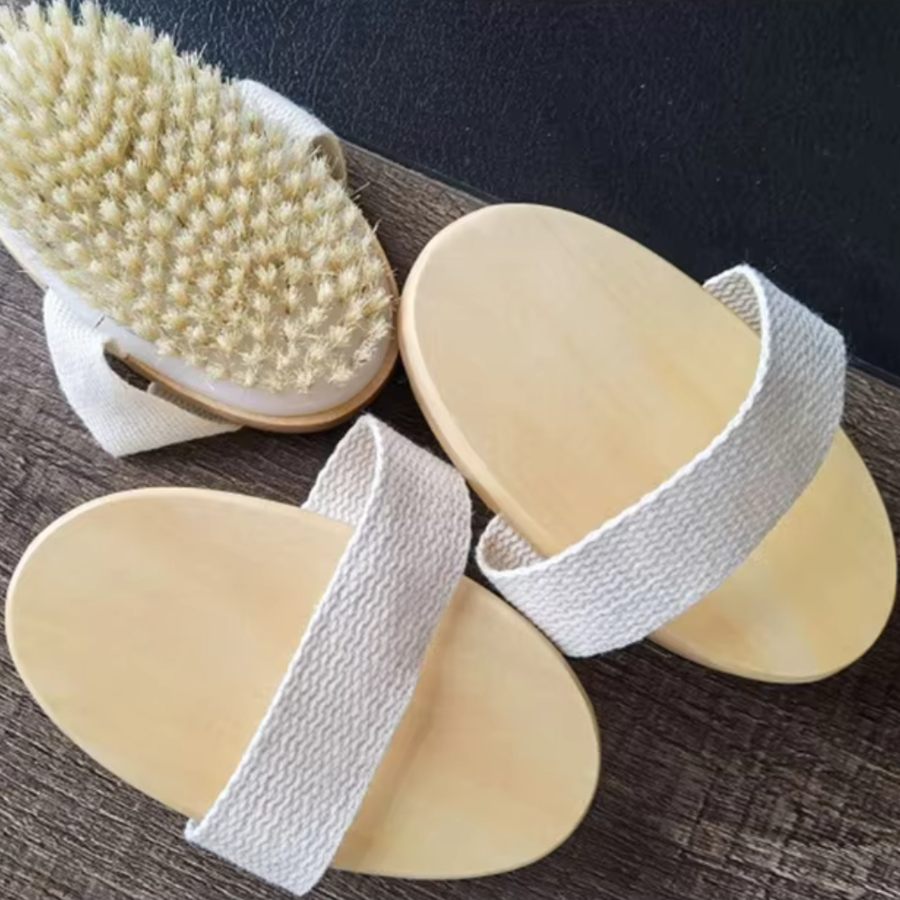 Brosse lymphatique – Exfoliation et massage corps humide/sèche, poils naturels, réduit cellulite et stimule drainage lymphatique