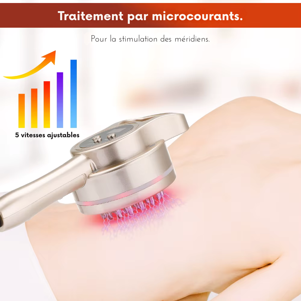 Appareil pour drainage lymphatique – Brosse de massage électrique corps entier, anti-cellulite, Gua Sha, brûle-graisses et lumière rouge chauffante