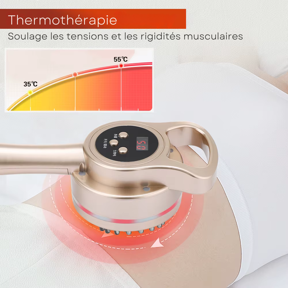 Appareil pour drainage lymphatique – Brosse de massage électrique corps entier, anti-cellulite, Gua Sha, brûle-graisses et lumière rouge chauffante