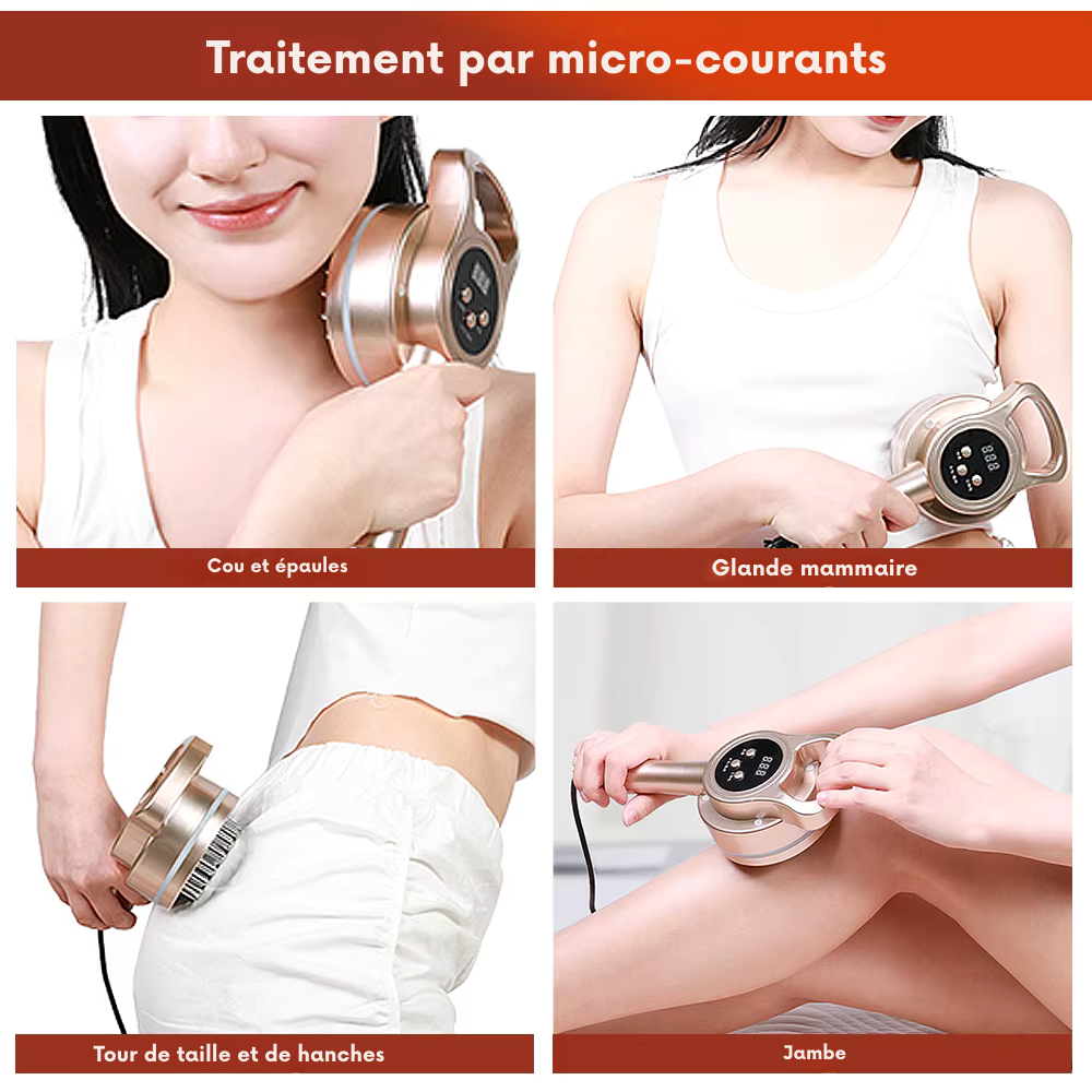 Appareil pour drainage lymphatique – Brosse de massage électrique corps entier, anti-cellulite, Gua Sha, brûle-graisses et lumière rouge chauffante