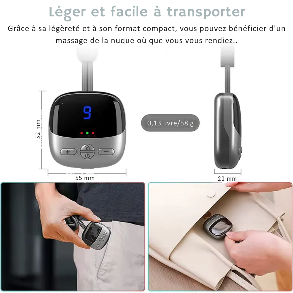 Appareil massage nuque – Mini masseur portable intelligent pour détente cervicale