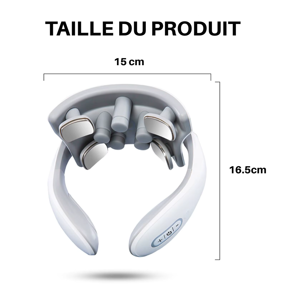 Appareil massage nuque électrique intelligent à vibrations – Masseur cervical rechargeable à impulsions basse fréquence avec lumière rouge