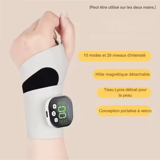 Masseur électrique main et poignet sans fil – 10 modes de vibration, 29 niveaux d’intensité
