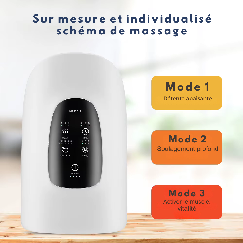 Masseur électrique main avec compression d’air et chaleur – Soulagement arthrite et engourdissements