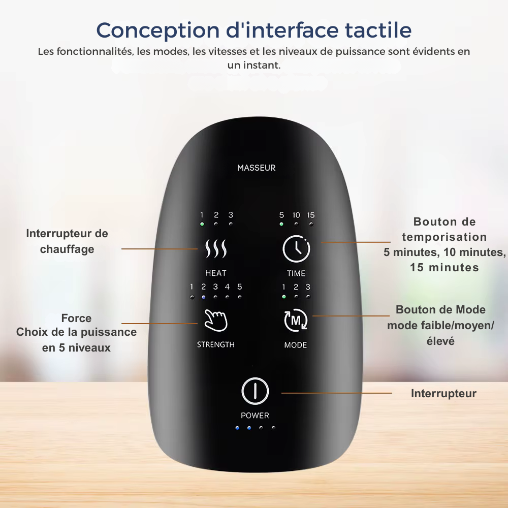 Masseur électrique main avec compression d’air et chaleur – Soulagement arthrite et engourdissements