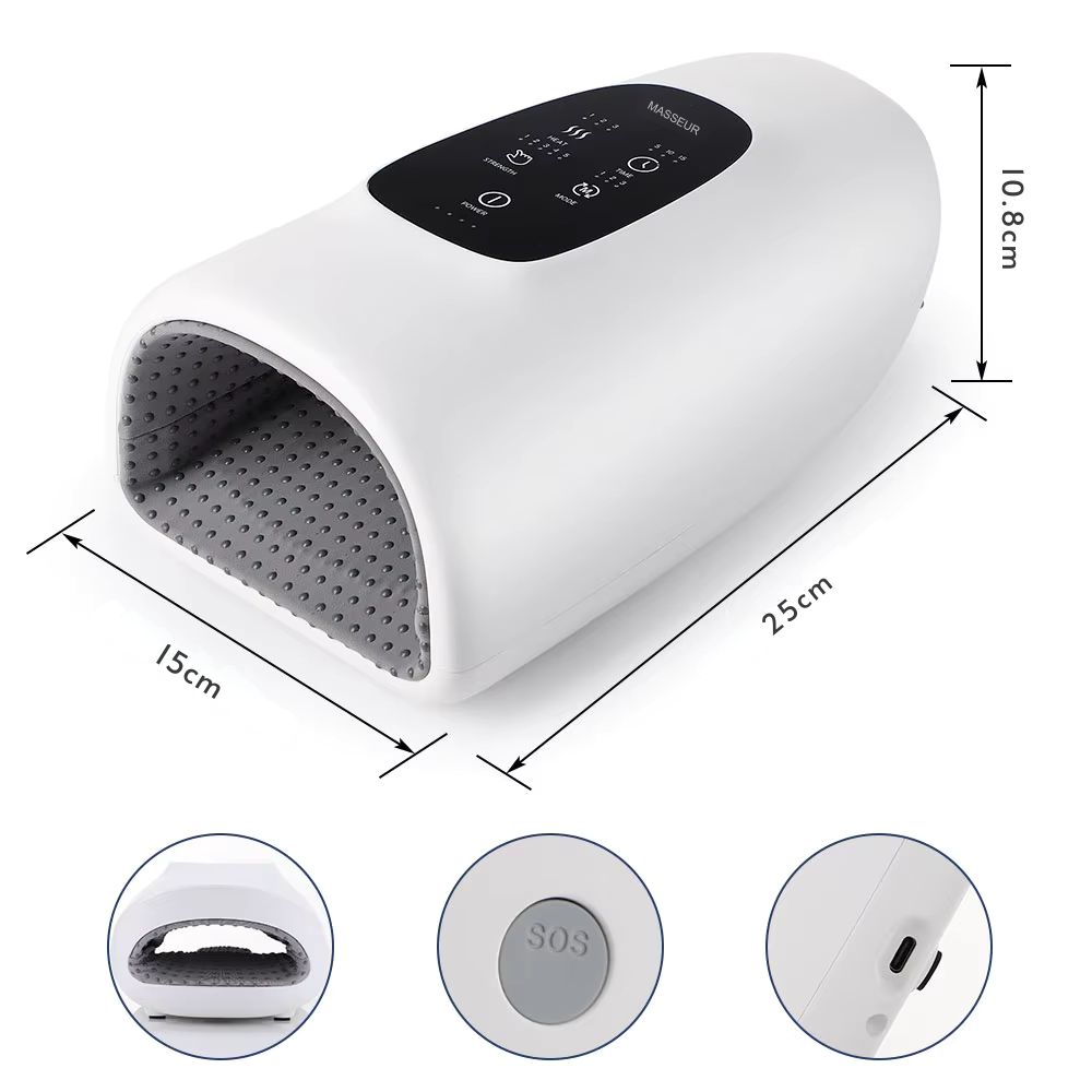Masseur électrique main avec compression d’air et chaleur – Soulagement arthrite et engourdissements