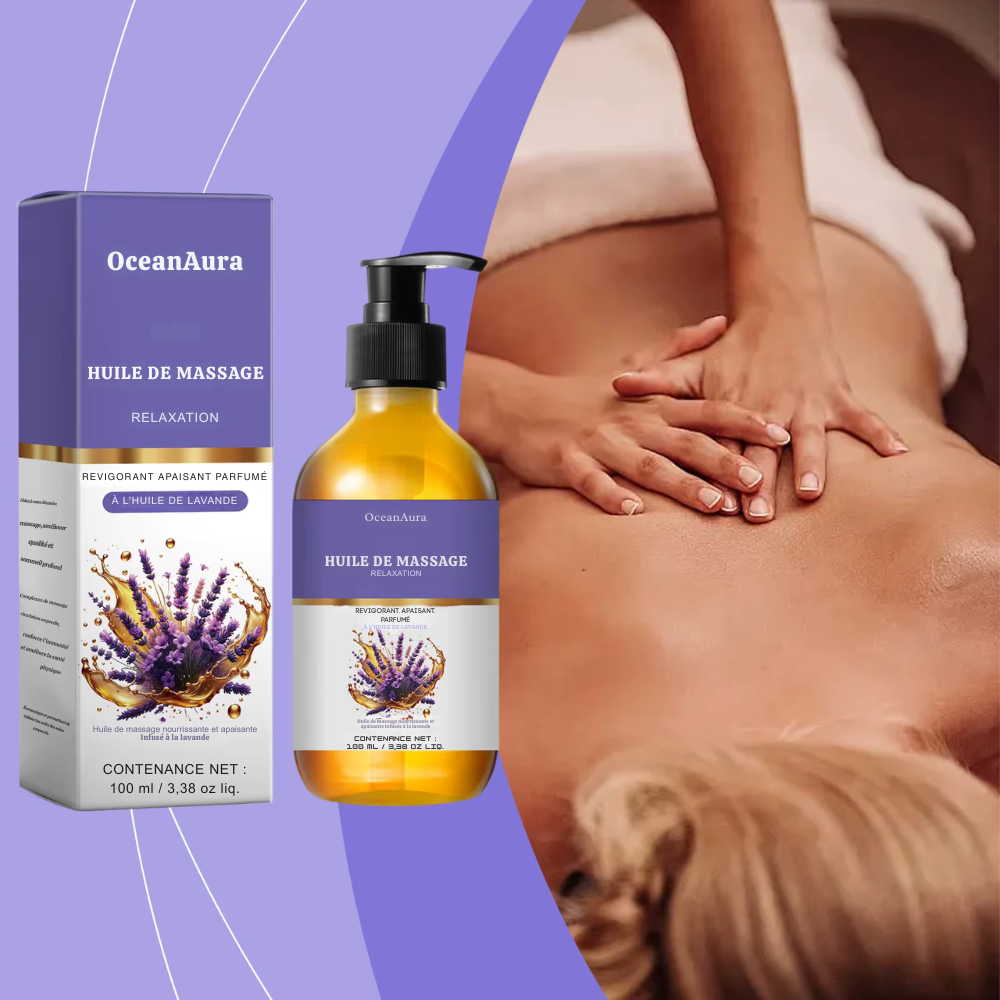 Huile de massage relaxante à la lavande – hydratante et apaisante pour muscles et stress