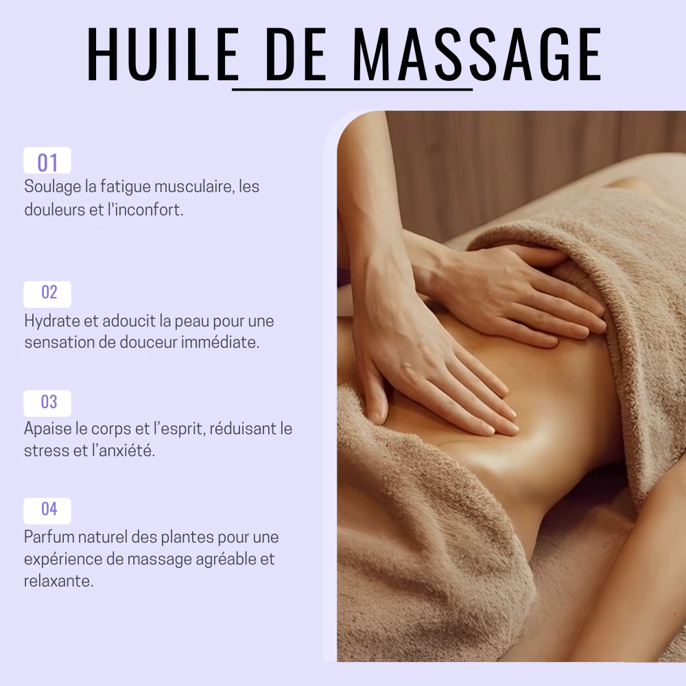 Huile de massage relaxante à la lavande – hydratante et apaisante pour muscles et stress