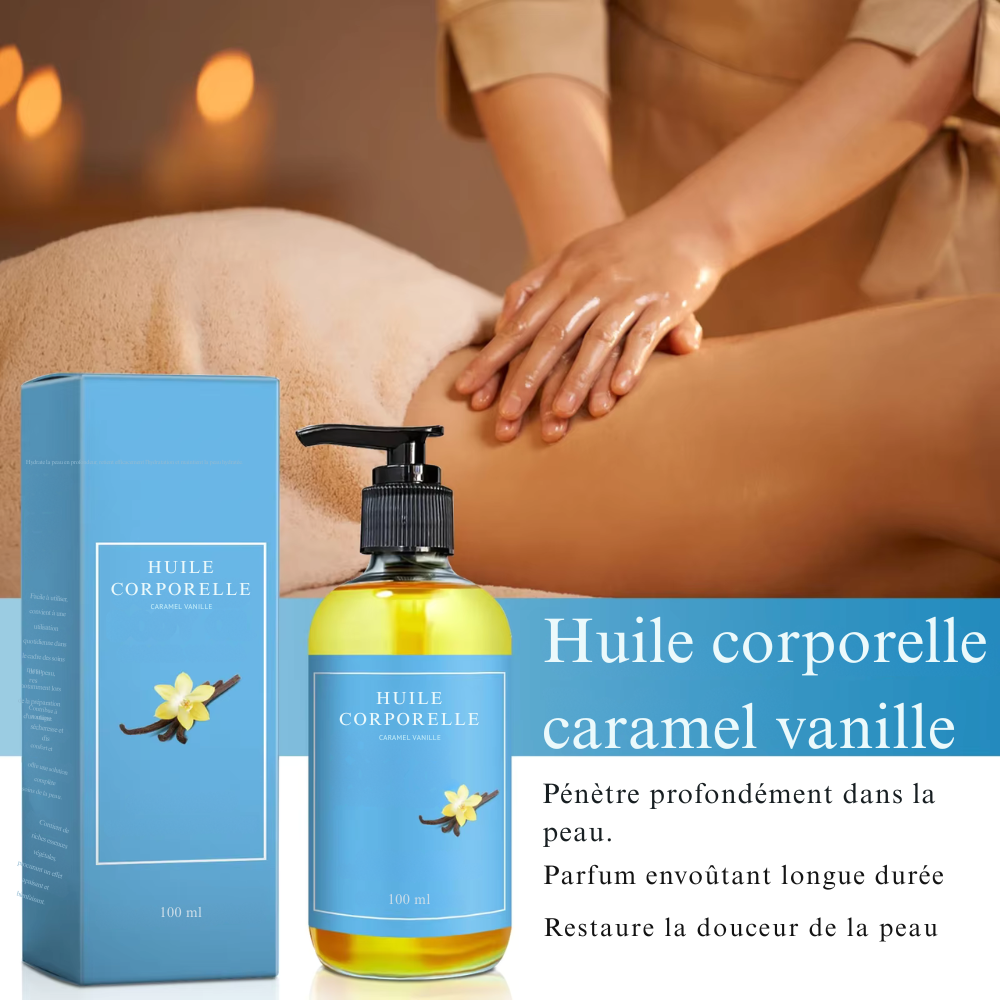 Huile de massage professionnelle à la vanille – hydratante et relaxante pour muscles