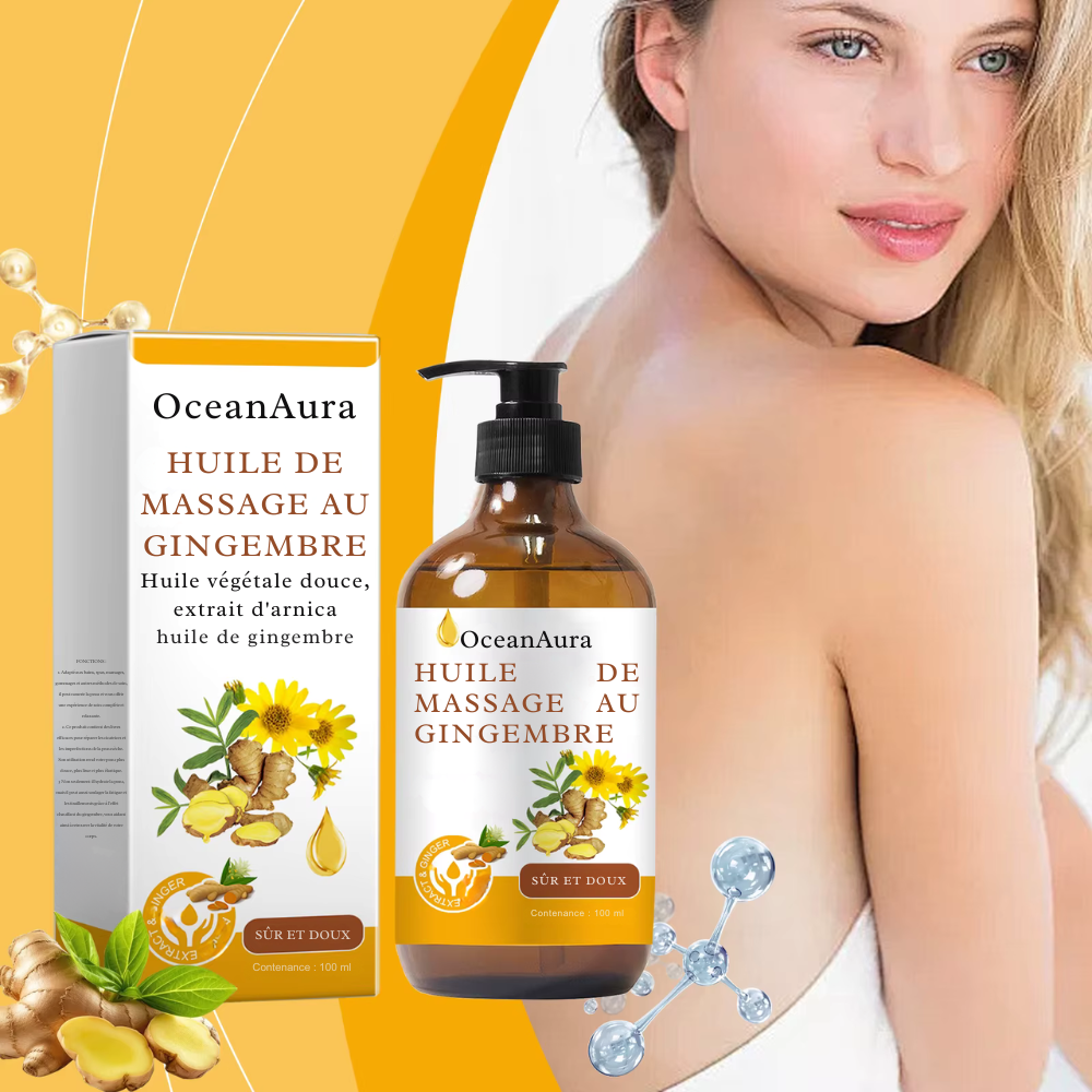 Huile de massage naturelle au gingembre – hydratante, nourrissante et relaxante 100 ml