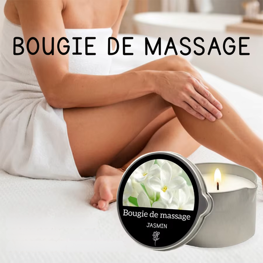 Bougie massante – huiles essentielles, six parfums, fond en huile chaude sensuelle