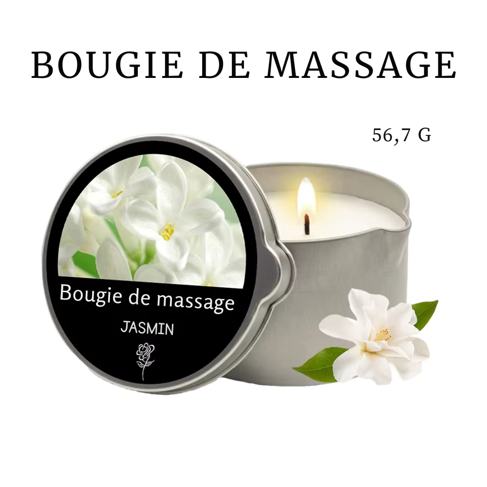 Bougie massante – huiles essentielles, six parfums, fond en huile chaude sensuelle