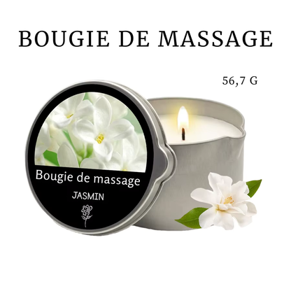 Bougie massante – huiles essentielles, six parfums, fond en huile chaude sensuelle