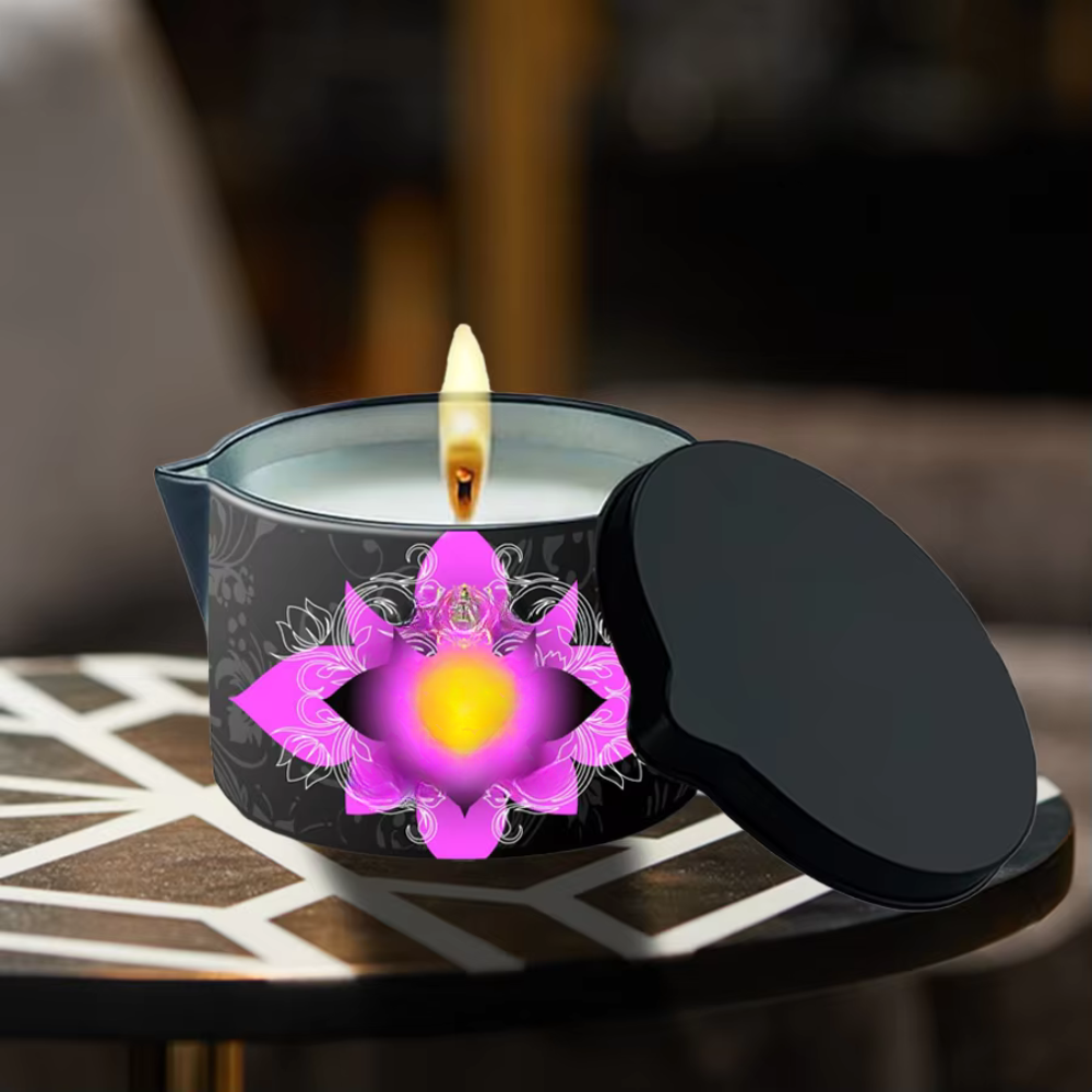 Bougie massage couple – parfumée, récipient anti-brûlure, cadeau idéal famille et amis