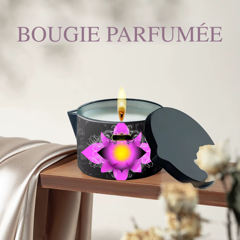 Bougie massage couple – parfumée, récipient anti-brûlure, cadeau idéal famille et amis