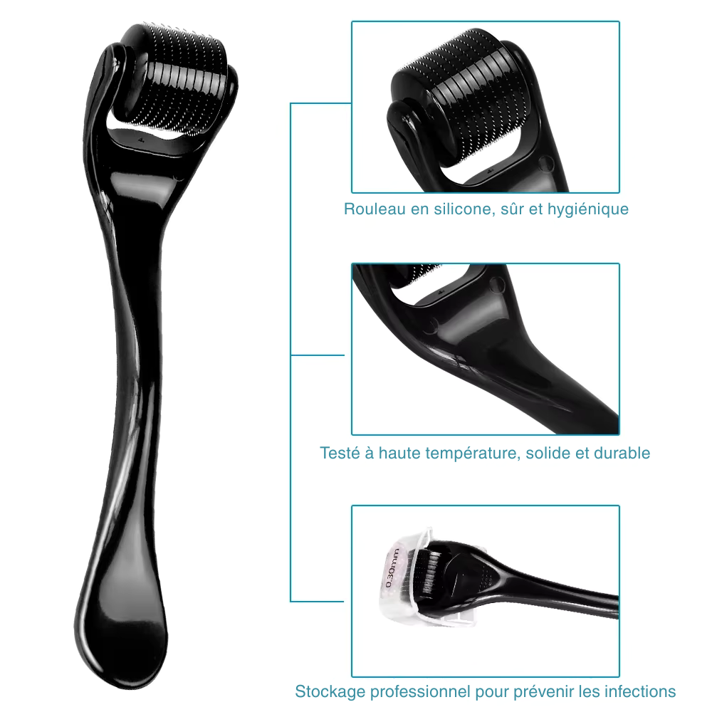 Derma Roller 540 Aiguilles – Dermaroller Professionnel Soin de la Peau, Barbe et Cheveux