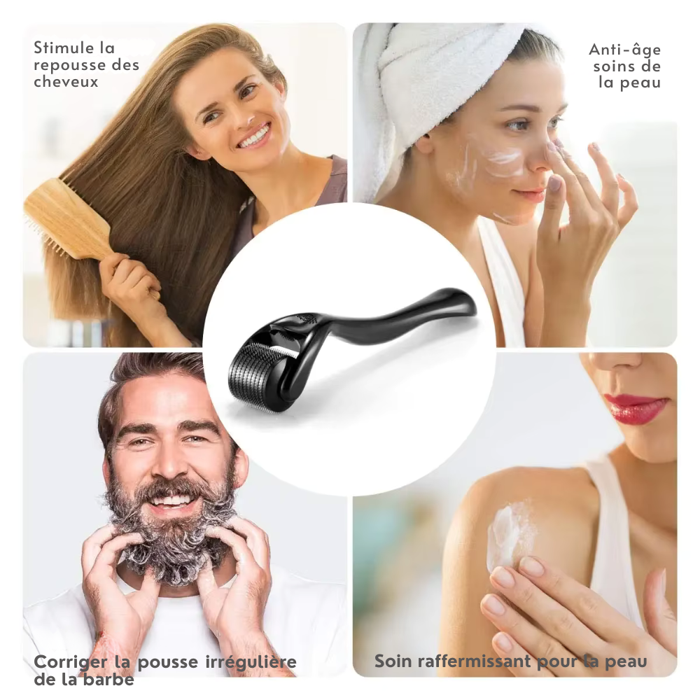 Derma Roller 540 Aiguilles – Dermaroller Professionnel Soin de la Peau, Barbe et Cheveux