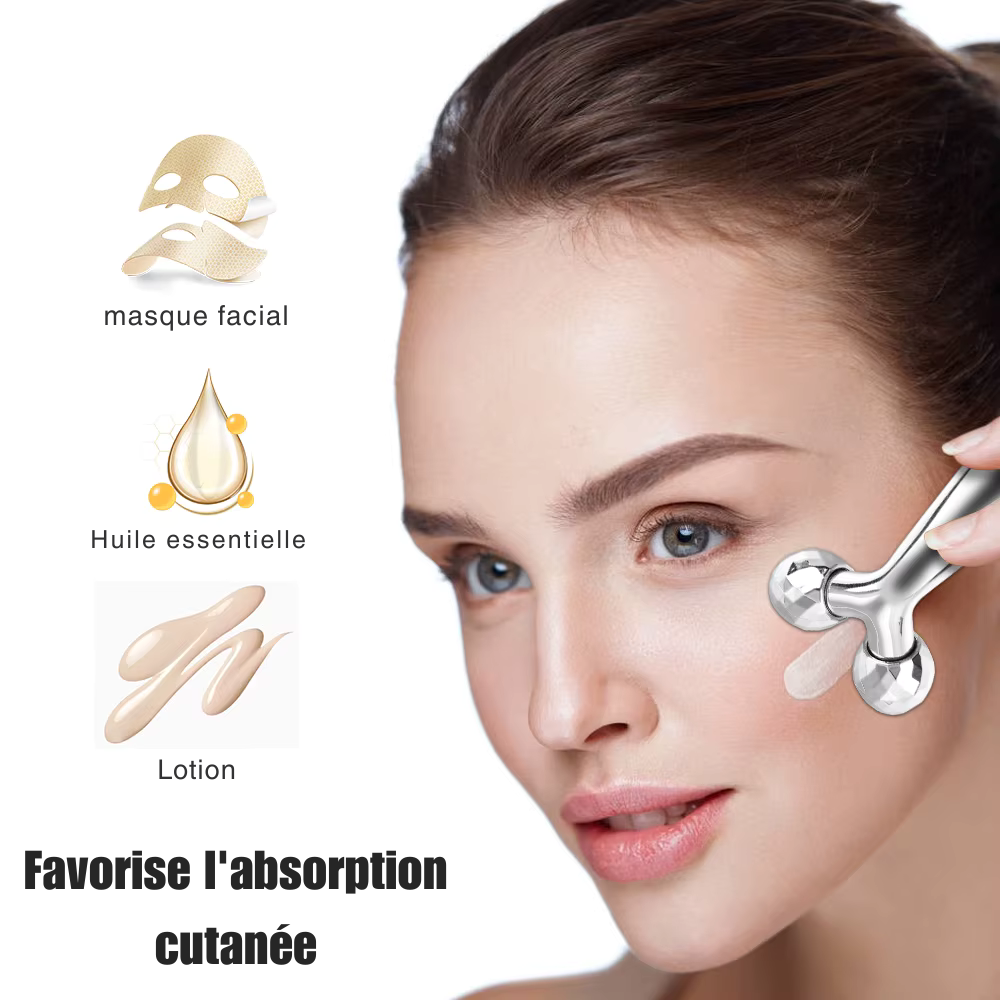 Rouleau Visage en Y 3D & Gua Sha – Massage Cou et Visage 360° – Outil Lifting et Anti-Rides