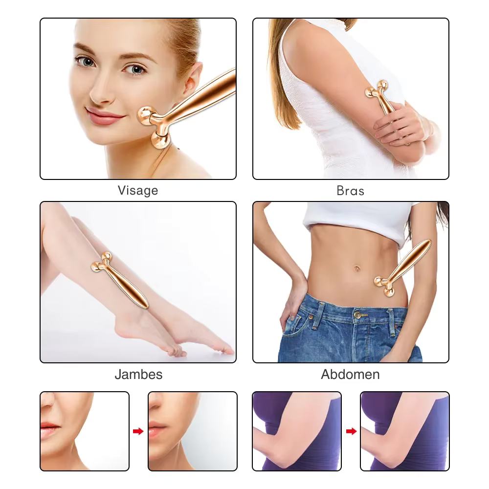 Rouleau Visage en Y 3D & Gua Sha – Massage Cou et Visage 360° – Outil Lifting et Anti-Rides
