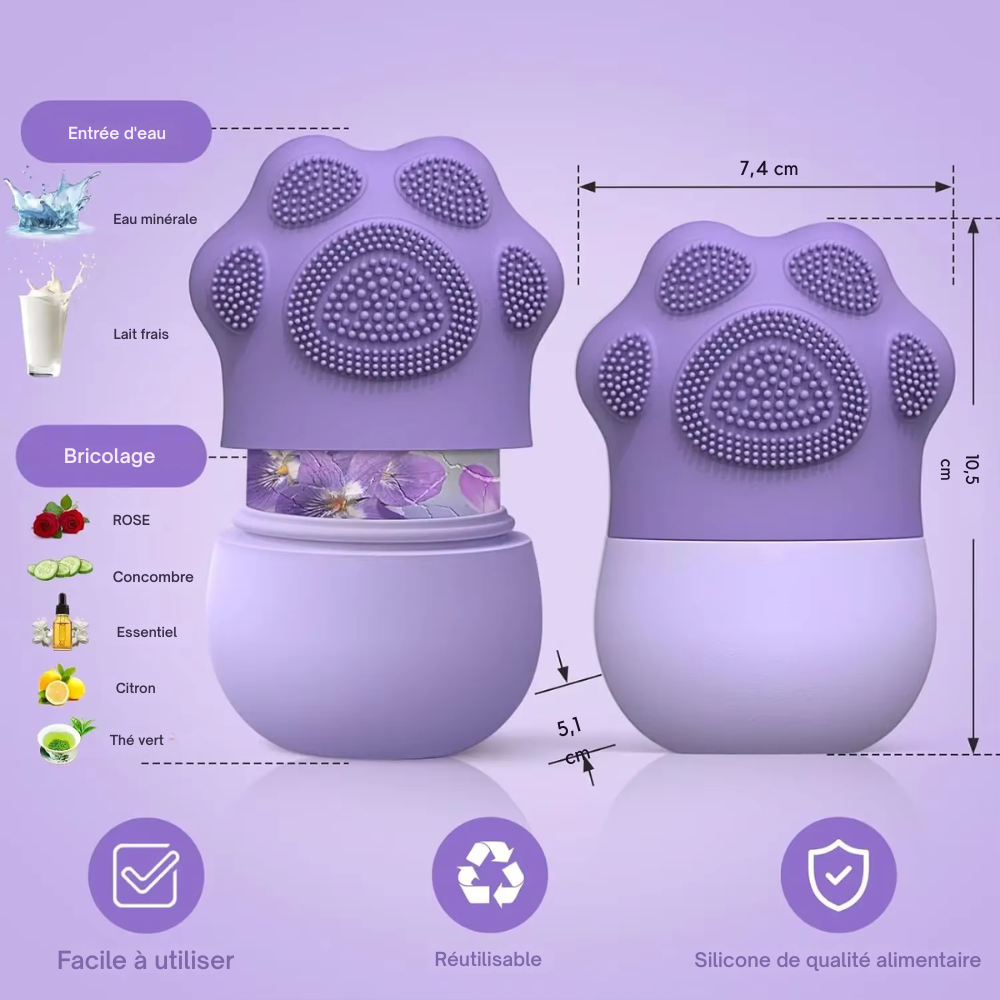 Rouleau de Glace Visage en Silicone – Massage Facial Rafraîchissant – Réduit les Poches et Apaise la Peau
