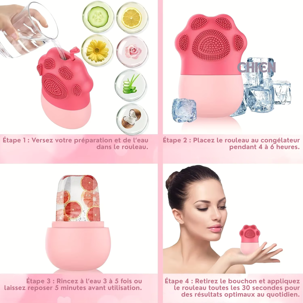Rouleau de Glace Visage en Silicone – Massage Facial Rafraîchissant – Réduit les Poches et Apaise la Peau