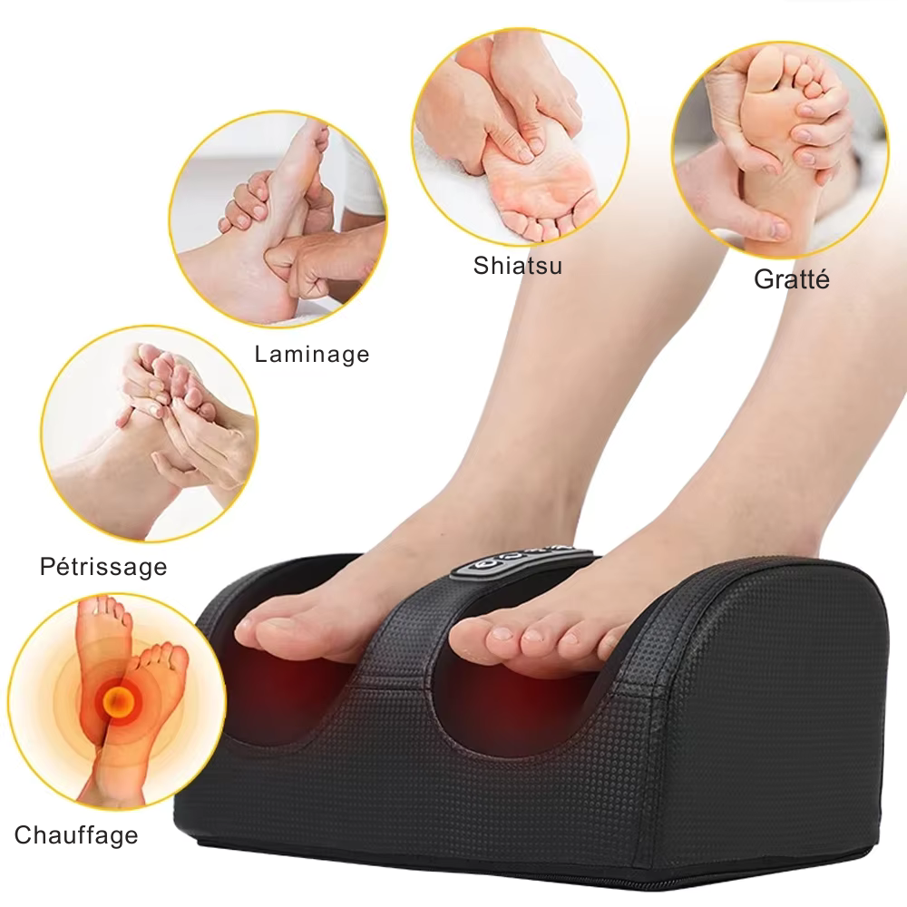 Masseur Pied Électrique – Shiatsu Chauffant, Relaxation Musculaire et Soulagement Fatigue Pieds et Mollets