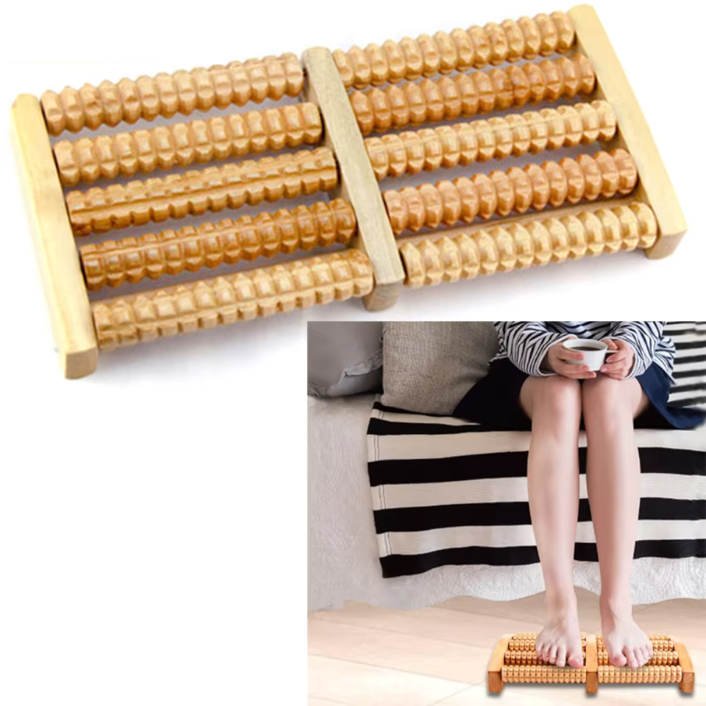 Rouleau Masseur Pied en Bois – Relaxation, Réflexologie et Soulagement Douleur Pieds