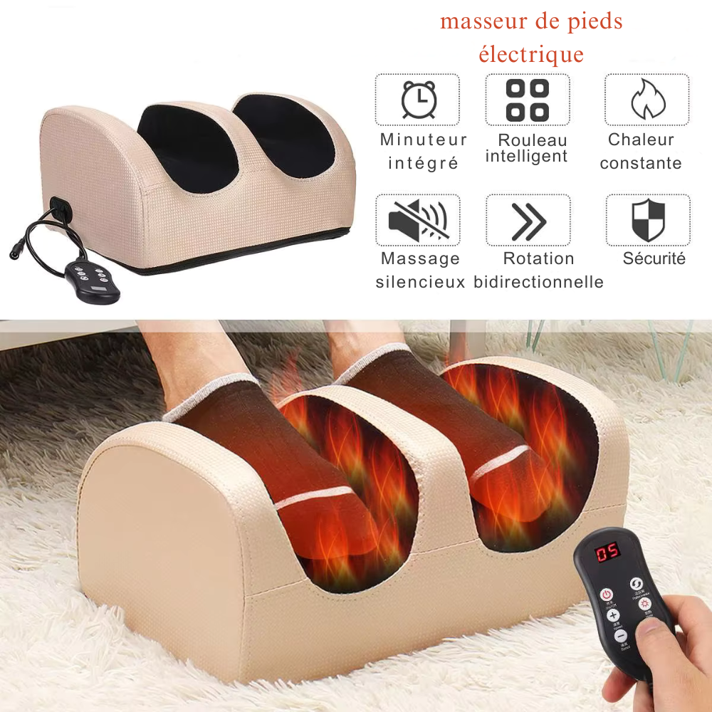 Appareil pour le massage des pieds – Shiatsu, rouleaux vibrants et soulagement fatigue