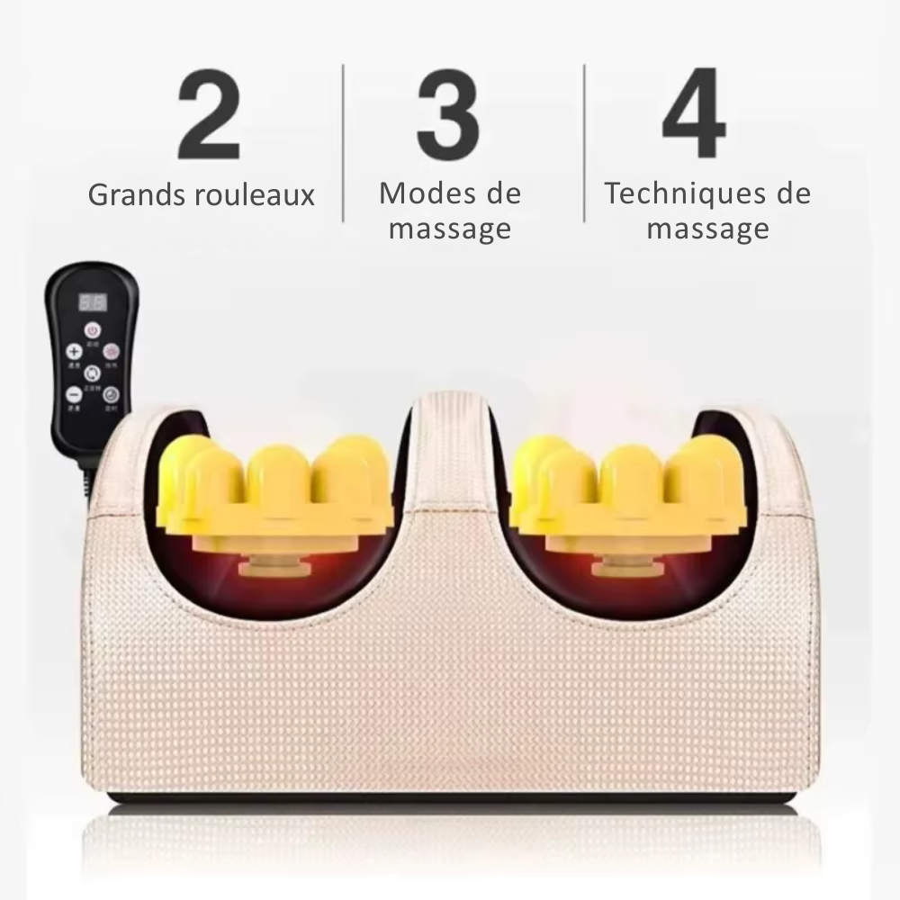 Appareil pour le massage des pieds – Shiatsu, rouleaux vibrants et soulagement fatigue