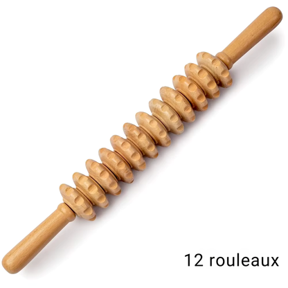 Rouleau de massage dos en bois – Thérapie par le bois, drainage lymphatique et relaxation musculaire profonde